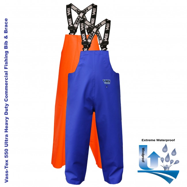 Vass-Tex 550 Extreme Waterproof Bib & Brace - Orange/Green/Blue